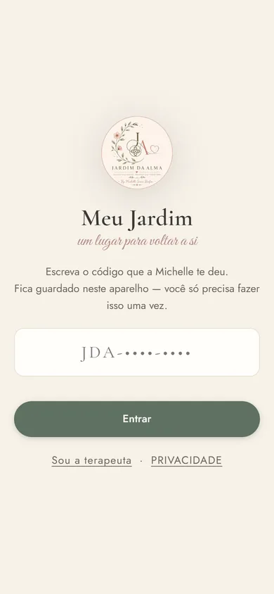 Sign-in screen of the Meu Jardim app on a phone